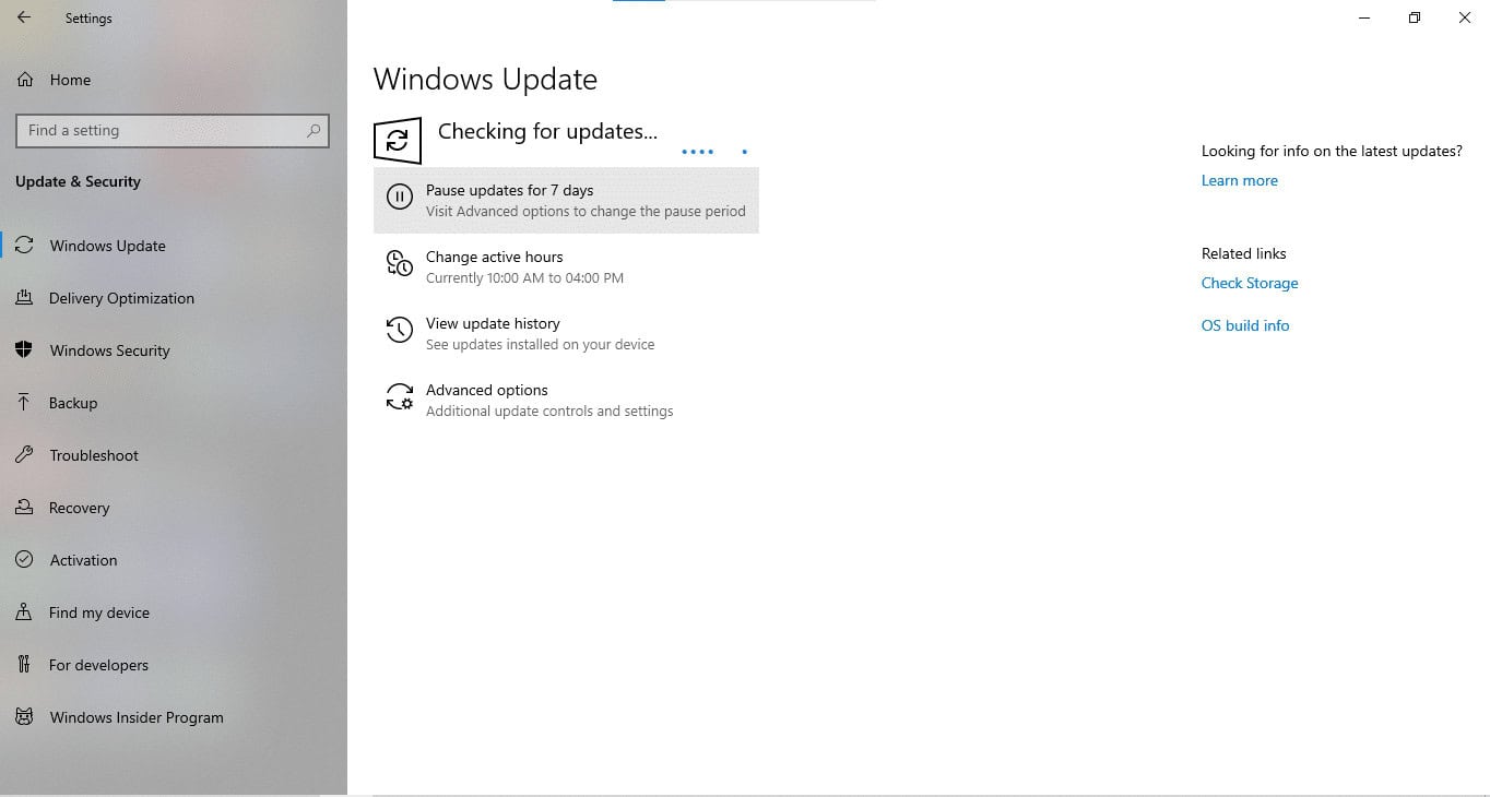 Checking for update