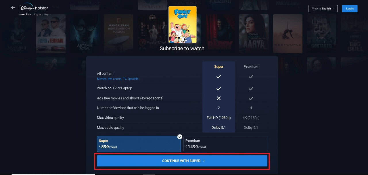 choose your plan and make the payment | Where to Watch Family Guy