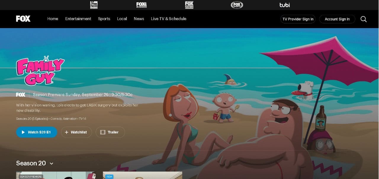 Fox platform streaming Family Guy | Where to Watch Family Guy