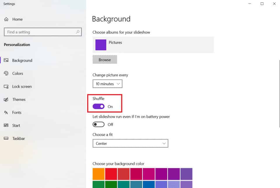 toggle on shuffle option in background personalize settings. How to Setup 3 Monitors on a Laptop