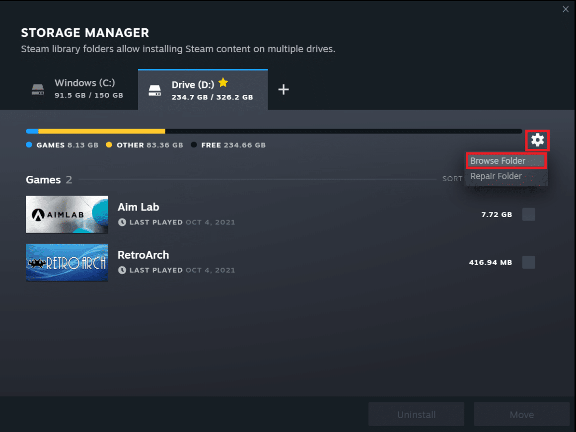  Jendela Storage Manager di Steam PC Client | Cara menemukan File atau Folder Steam Game