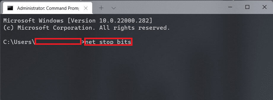 command to stop bits in Command prompt window