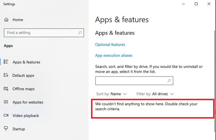 If the programs have been deleted from the system, you can confirm by searching it again. You will receive a message, “We couldn’t find anything to show here. Double check your search criteria”. 