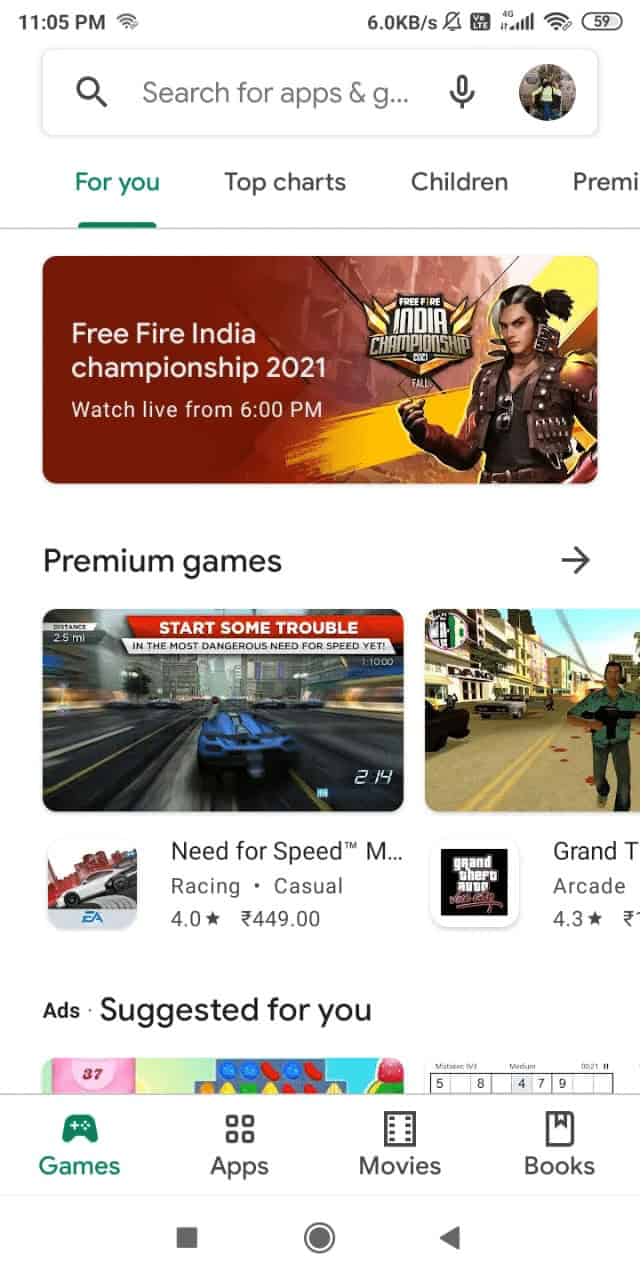 Launch Play Store on your phone | Add Favorites in Kodi