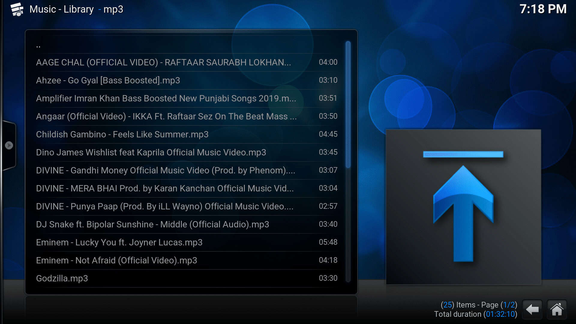 list of favourites music in Confluence skin