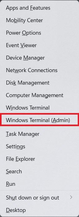 select windows terminal admin from Quick link menu