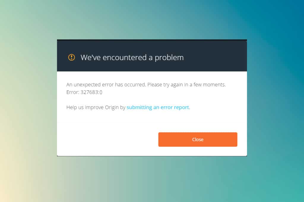 Fix Origin error 327683 0