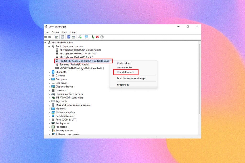 How to reinstall audio driver on Windows 11