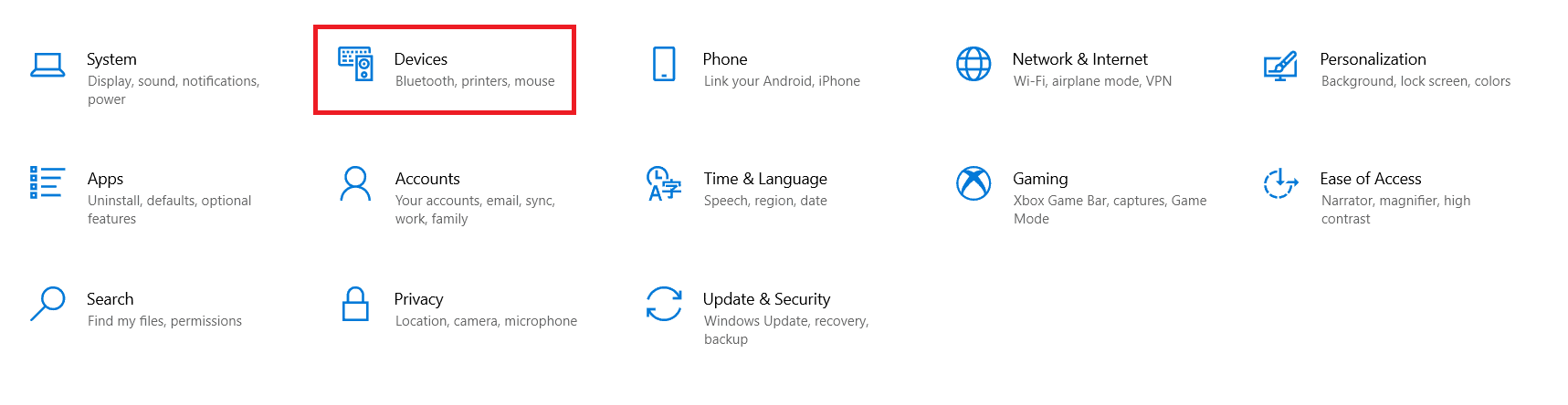 Choose Devices from the given tile.