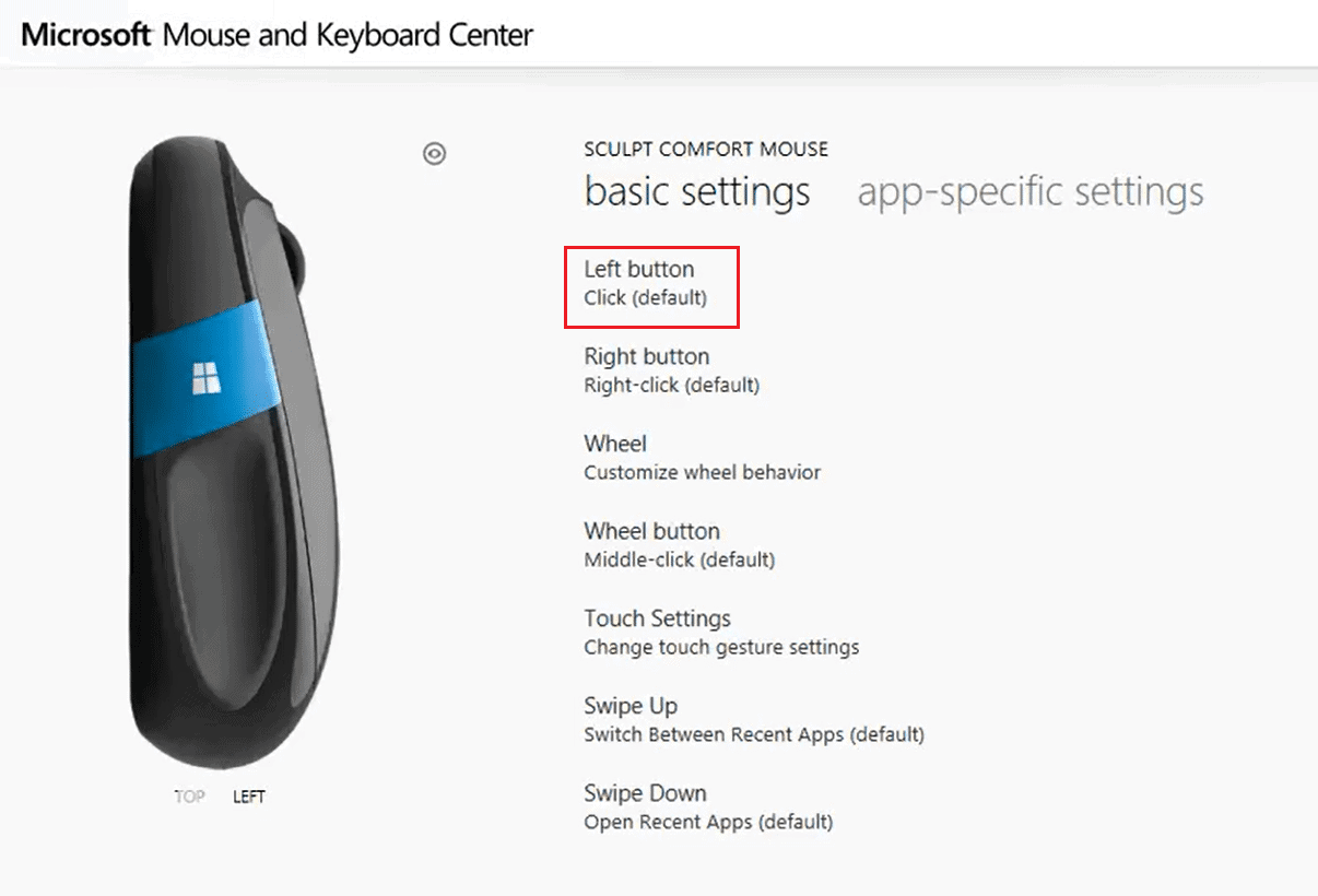 mouse button assignment windows 10