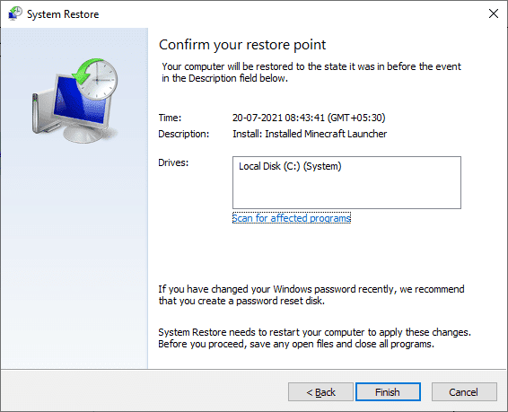 Finally, confirm the restore point by clicking on the Finish button. What is Wondershare Helper Compact