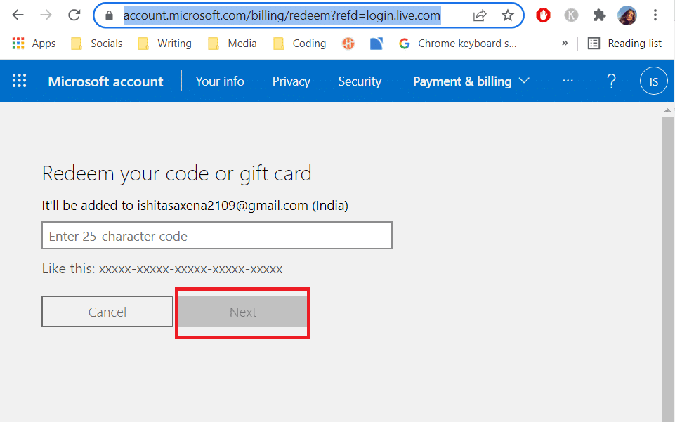 Microsoft redeem