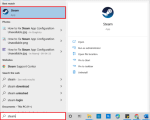 Fix Steam App Unavailable In Windows 10 TechCult Hit The Windows Key Type Steam And Launch It 300x240 