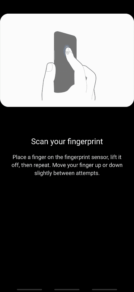  Pindai sidik jari Anda seperti yang diperintahkan di layar
