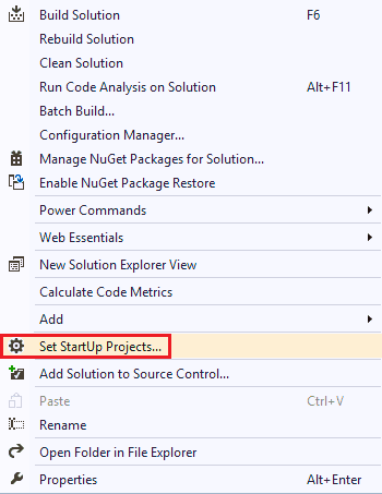 set as startup project... microsoft visual studio