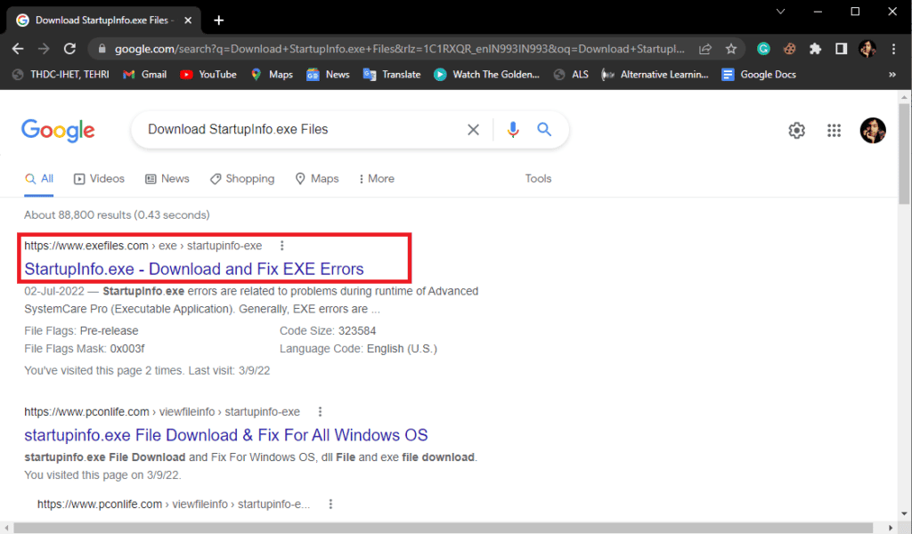 Fix Startupinfo exe System Error in Windows 10 – TechCult