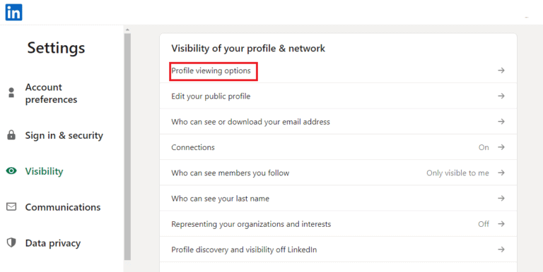 Linkedin Profile Viewing Permissions preview