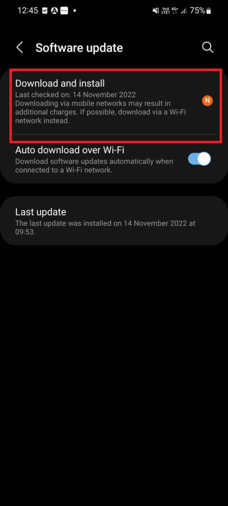 Tap on the Download and Install option