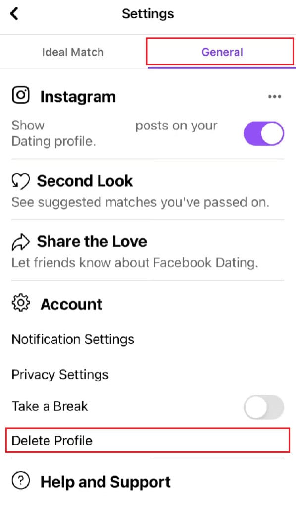 Tap on Delete Profile