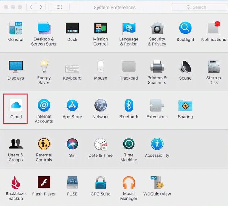 system preferences icloud mac