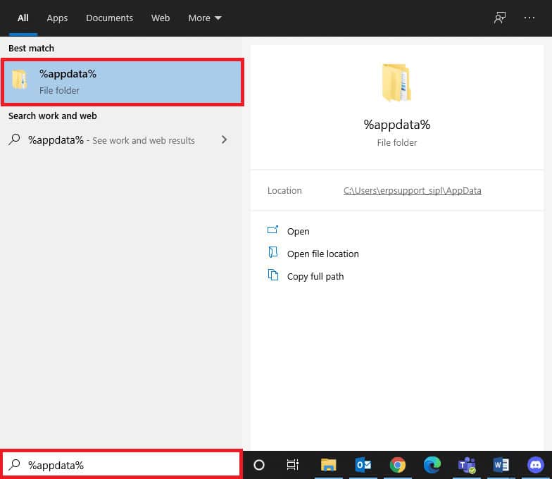 Open AppData Roaming folder