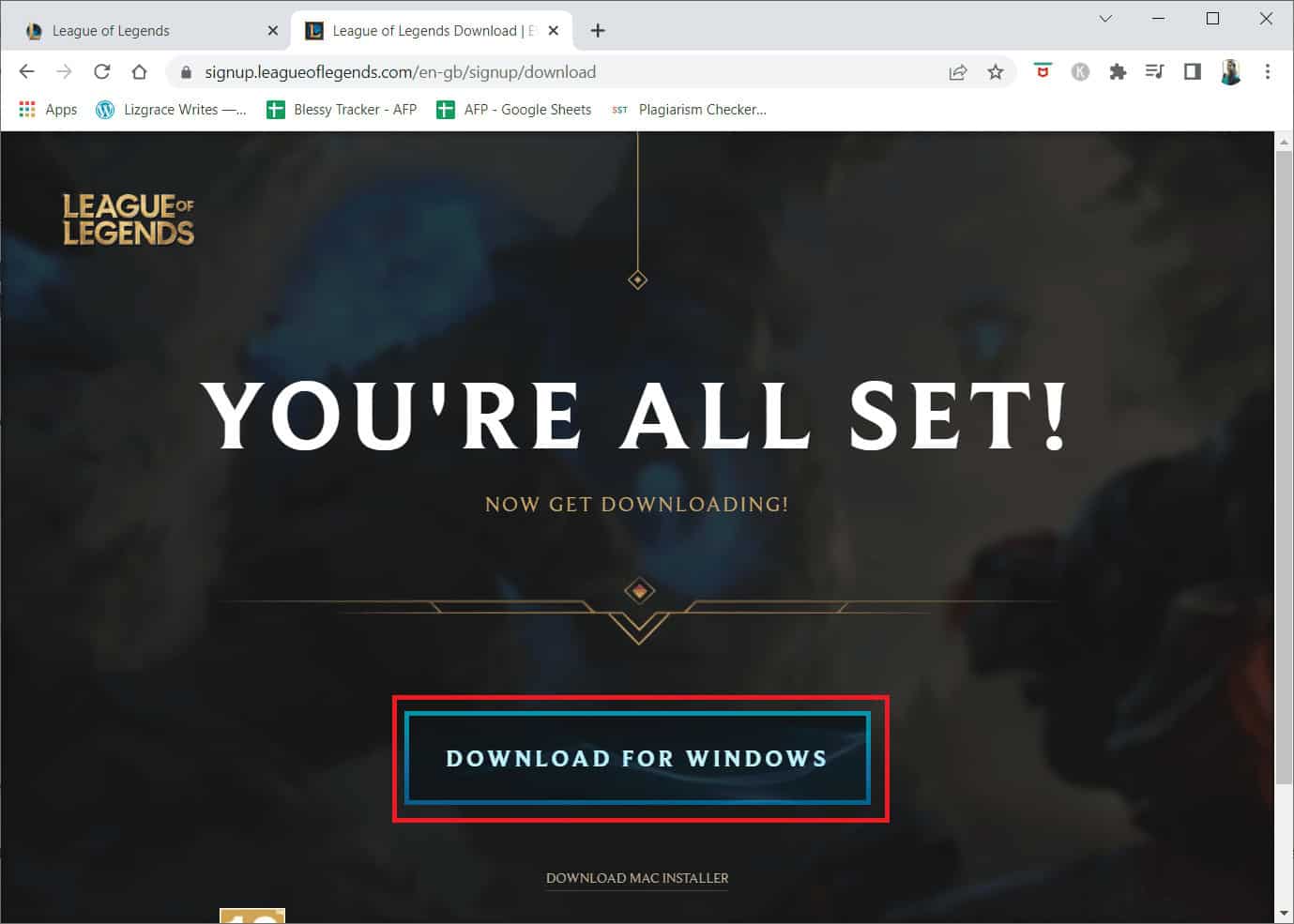 click on the DOWNLOAD FOR WINDOWS button