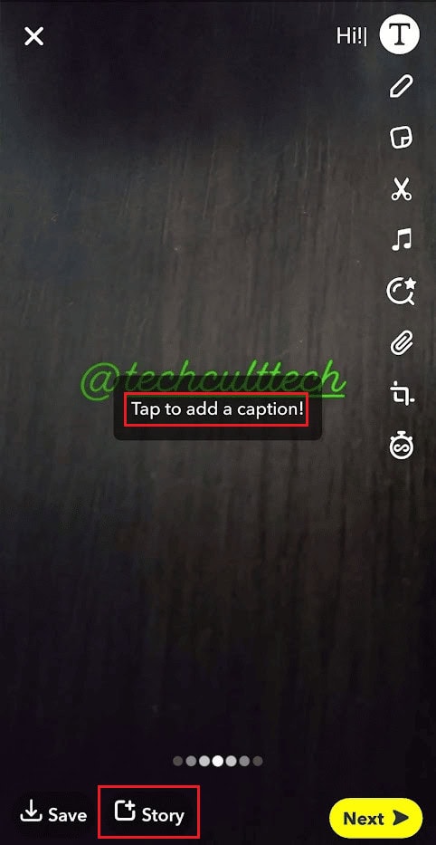 Add the desired caption and tap on Story from the bottom of the screen | How to Repost Instagram Videos on Snapchat Story