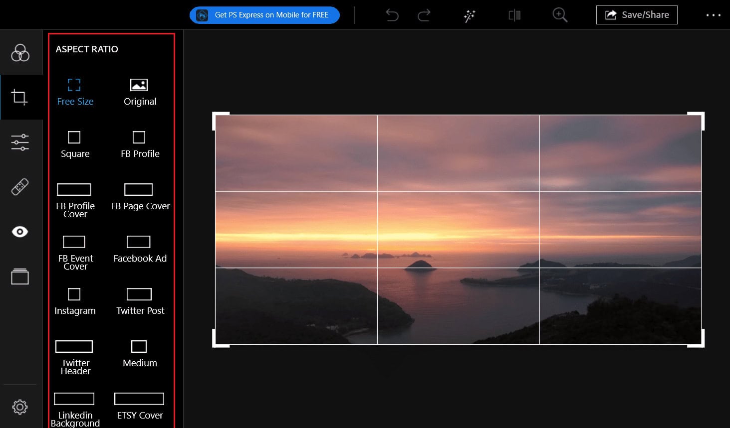 PS Express aspect ratios