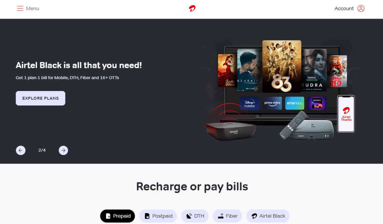Airtel Website