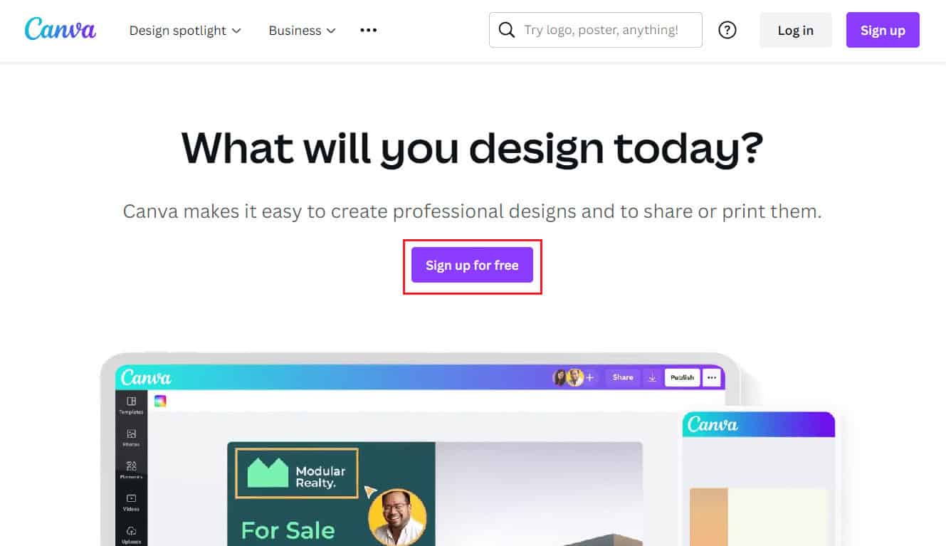 Click on Sign up for free and create your new account