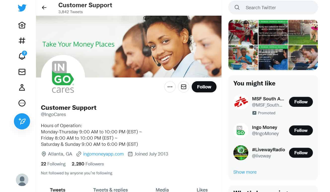 Direct Message @IngoCares about your query or complaint | Ingo Money live chat
