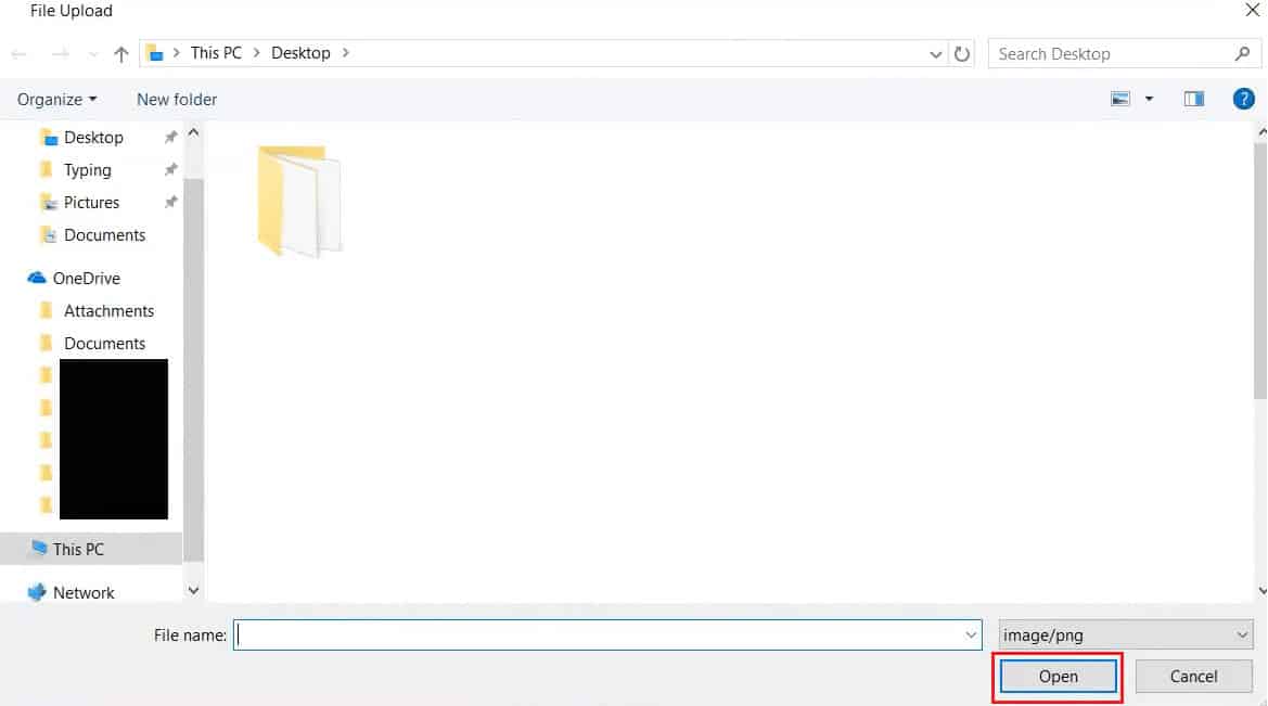 From the File Upload window, select the desired avatar and click on Open