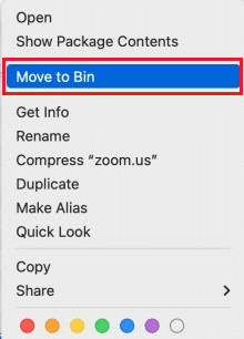 From the drop-down menu, click on the Move to Bin option