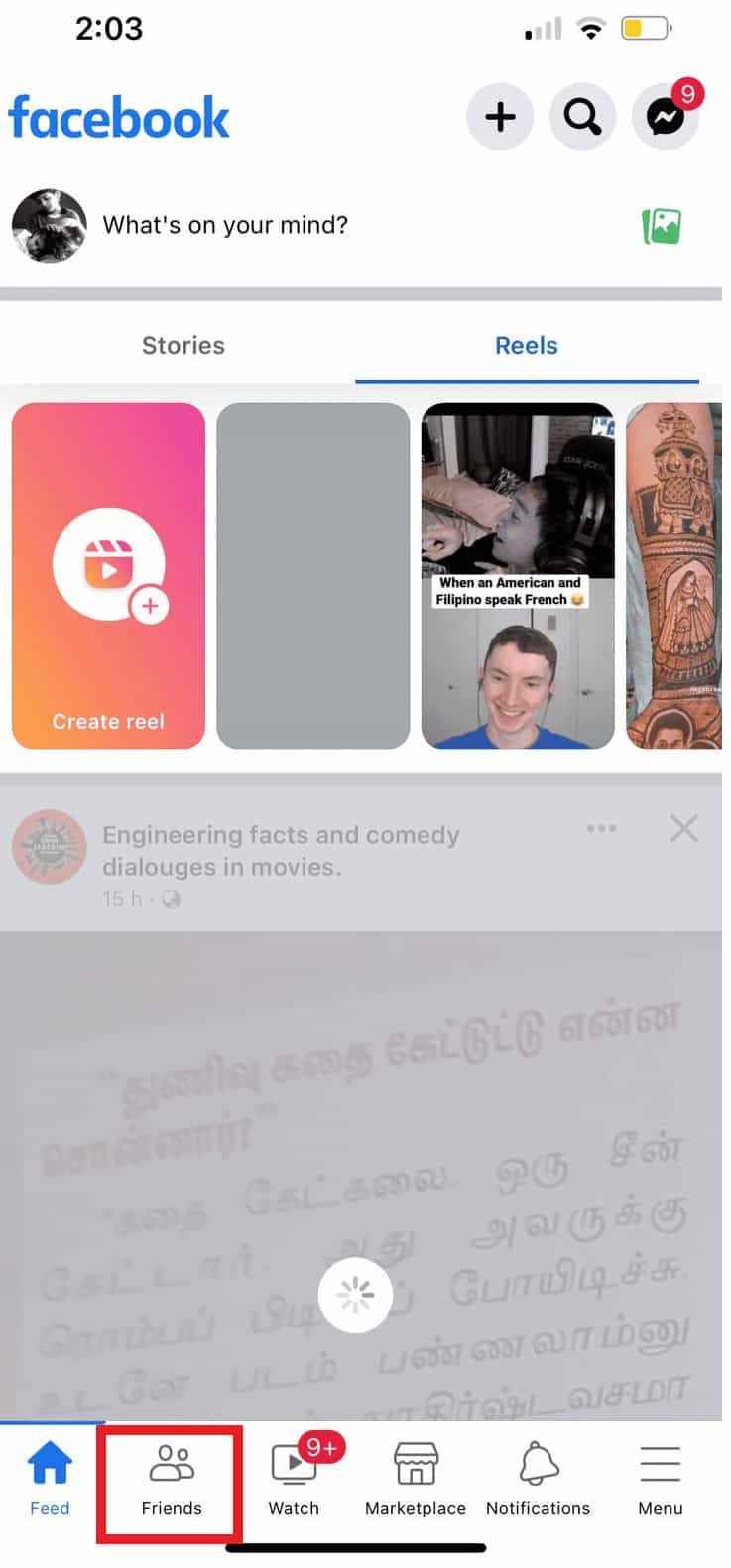Go to the Friends tab