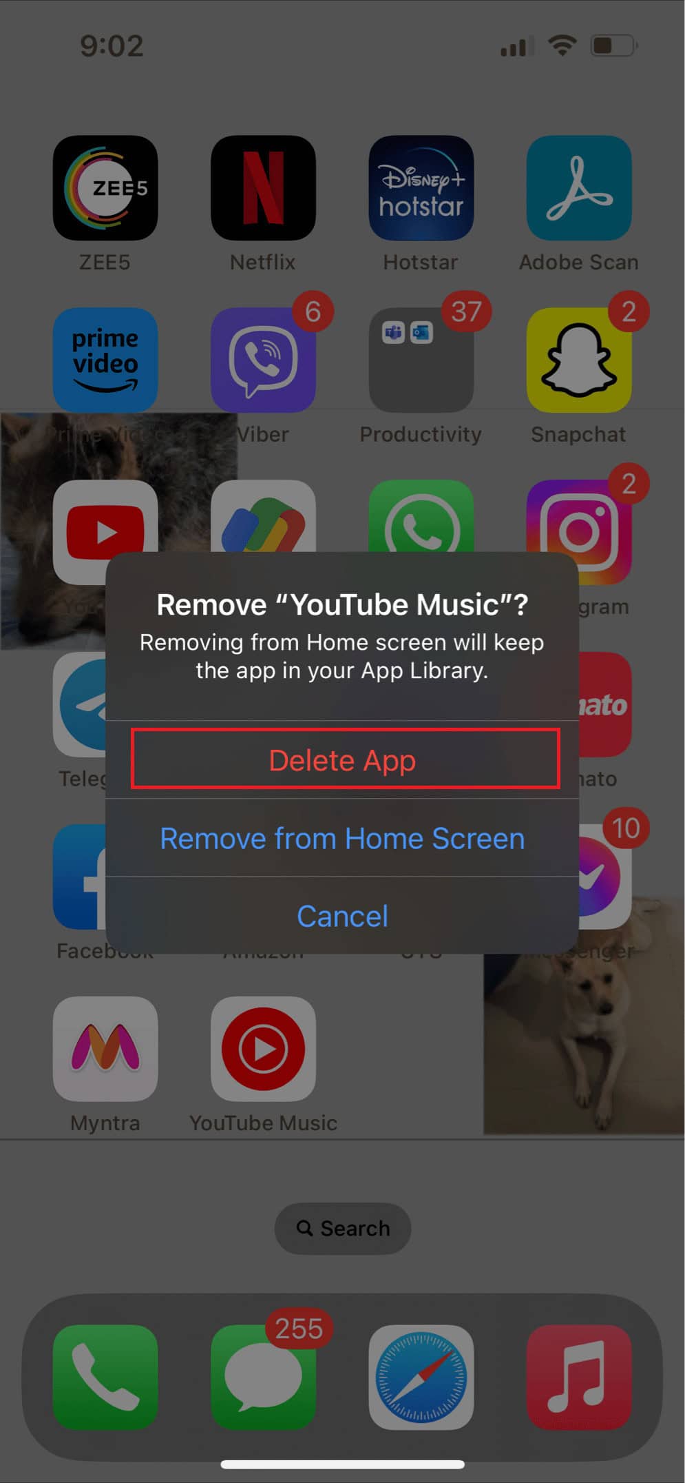 Tap on Delete App in the prompt to confirm the uninstallation process