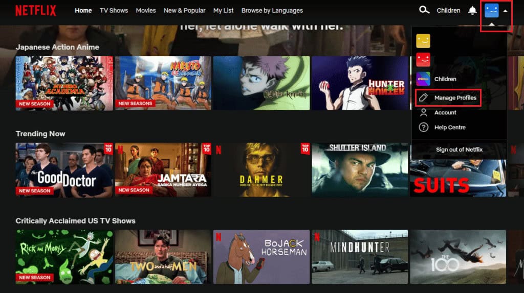 Place the cursor over your&nbsp;profile icon&nbsp;and click on&nbsp;Manage Profiles | How Many People Can Watch Netflix at a Time