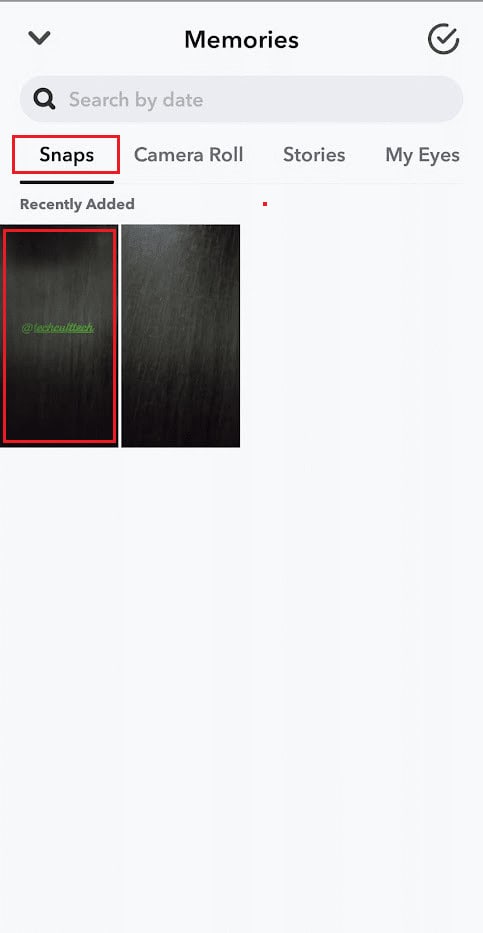 Switch to the Snaps section and tap on the desired saved snap that you want to repost
