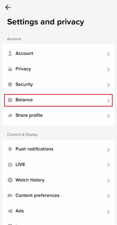 Tap on Balance