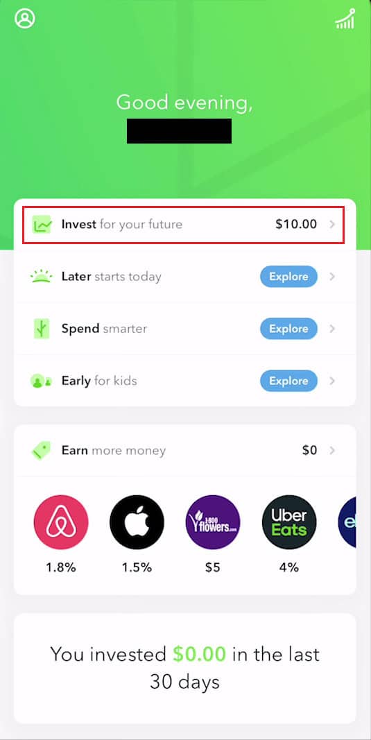 Tap on Invest | What is Transferring Cash in Acorns?