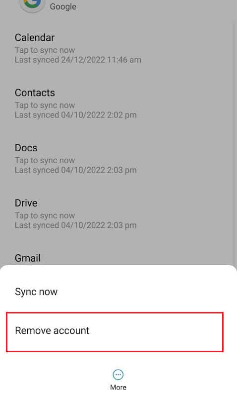 Tap on Remove account