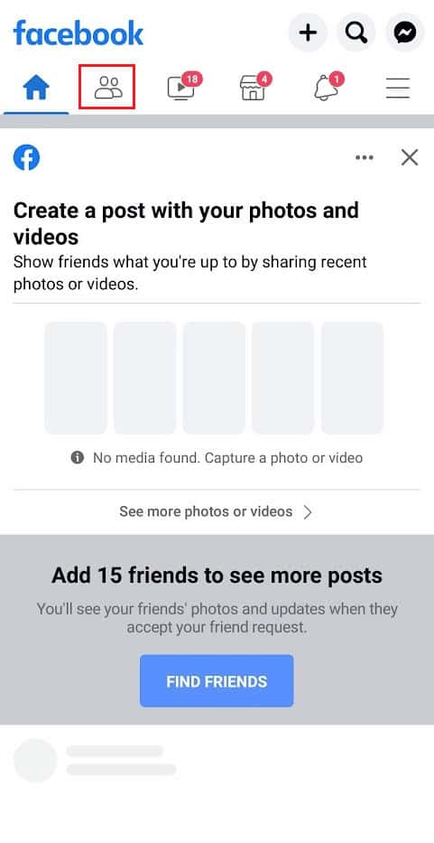Tap on the Friends tab from the top bar