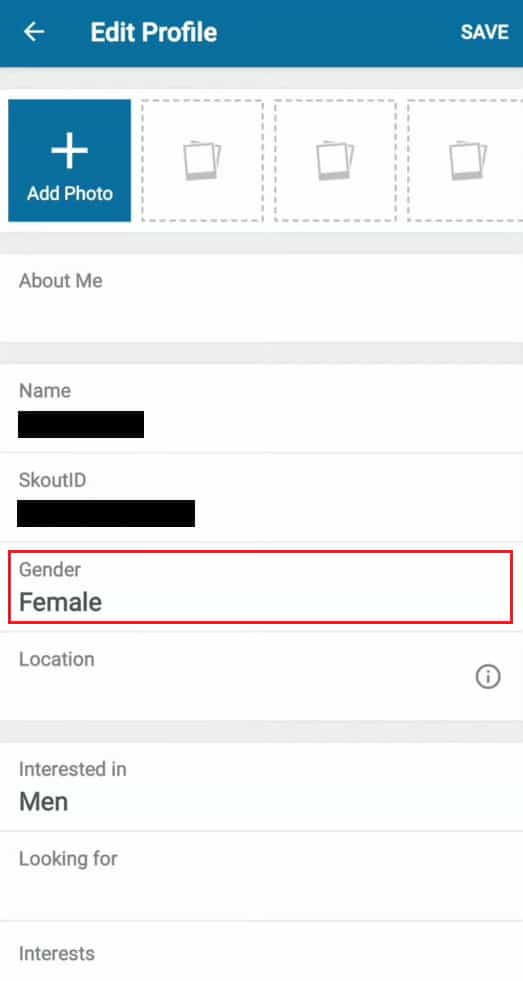 Tap on the Gender option
