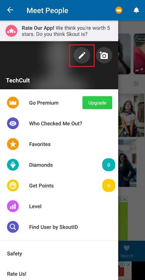 Tap on the Pencil edit icon