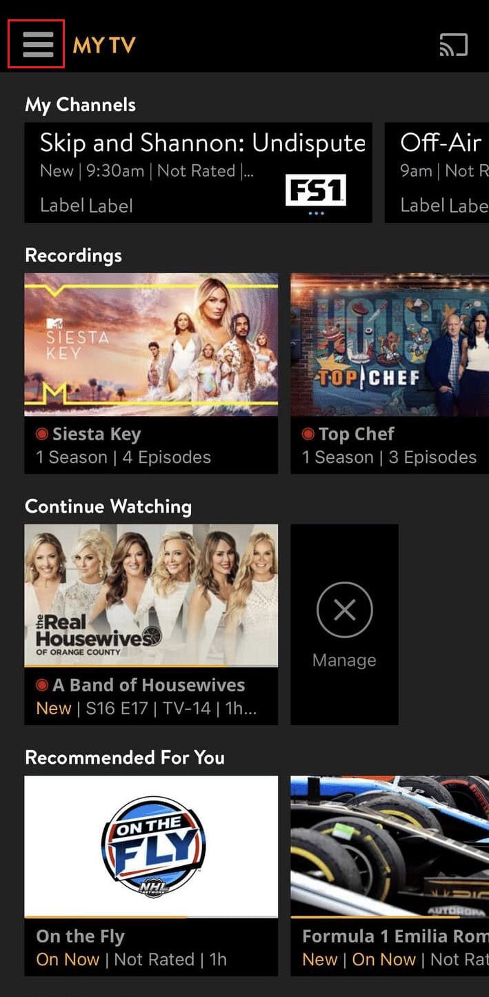 Tap on the hamburger icon from the top right corner