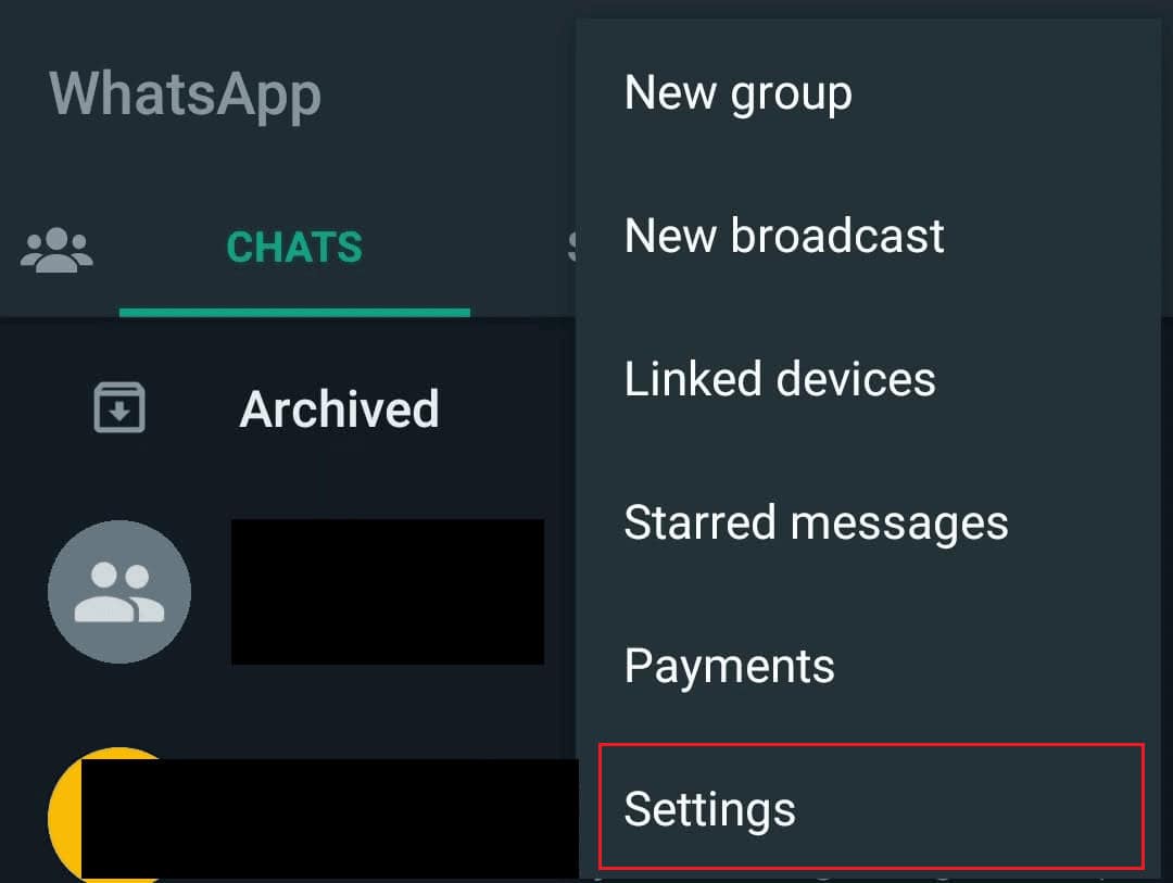 Tap on the three-dotted icon - Settings from the top right corner | How to Recover Old WhatsApp Account without SIM Card