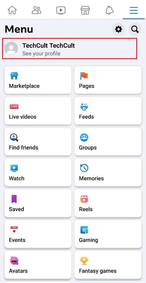 Tap on your Profile name to see your profile