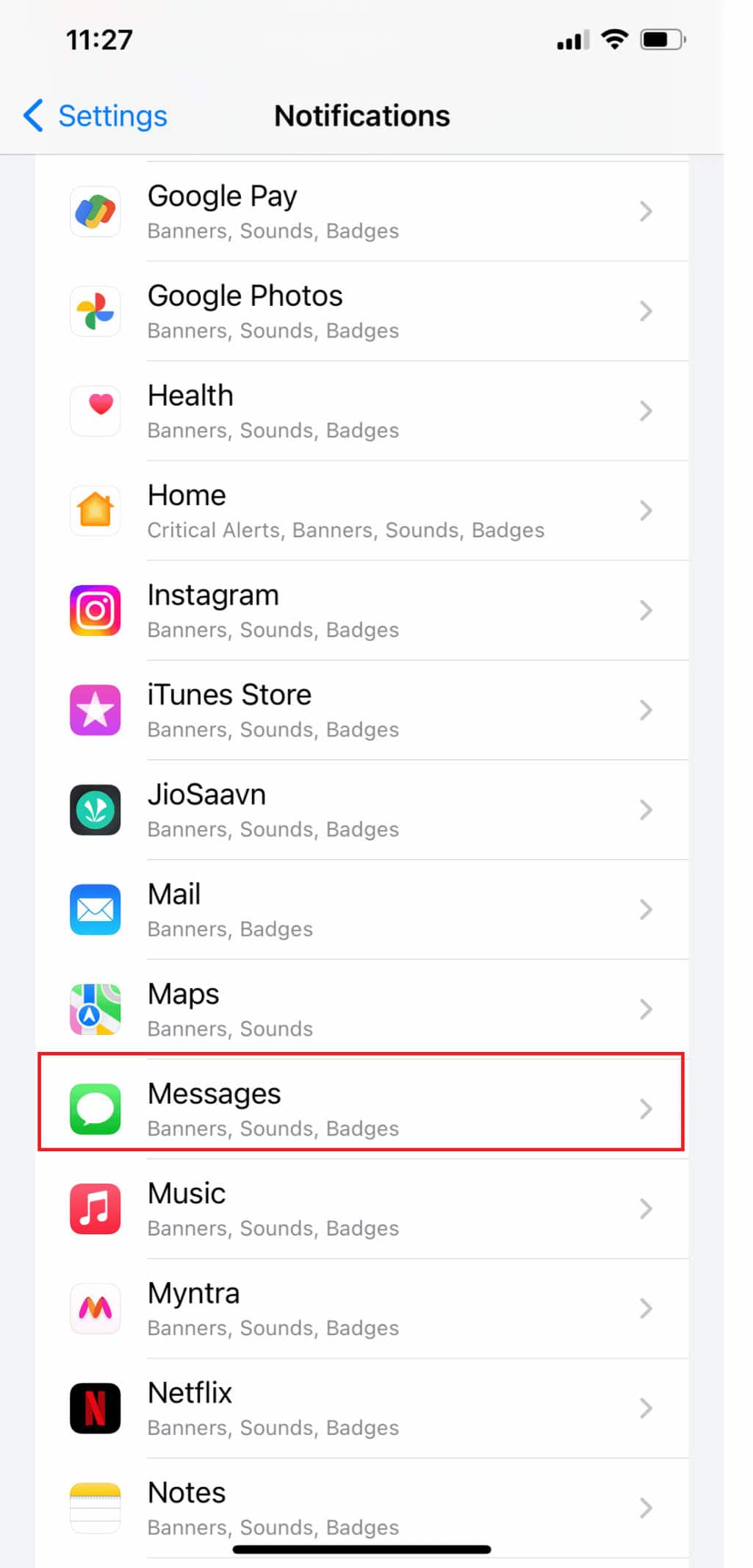 After that, Tap Messages 