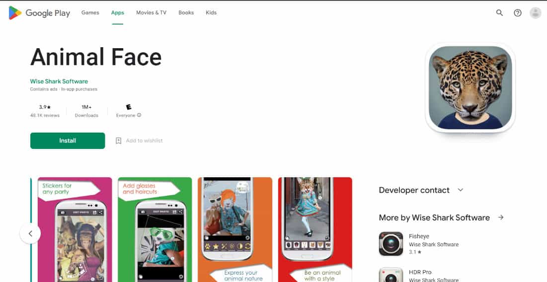 animal face playstore