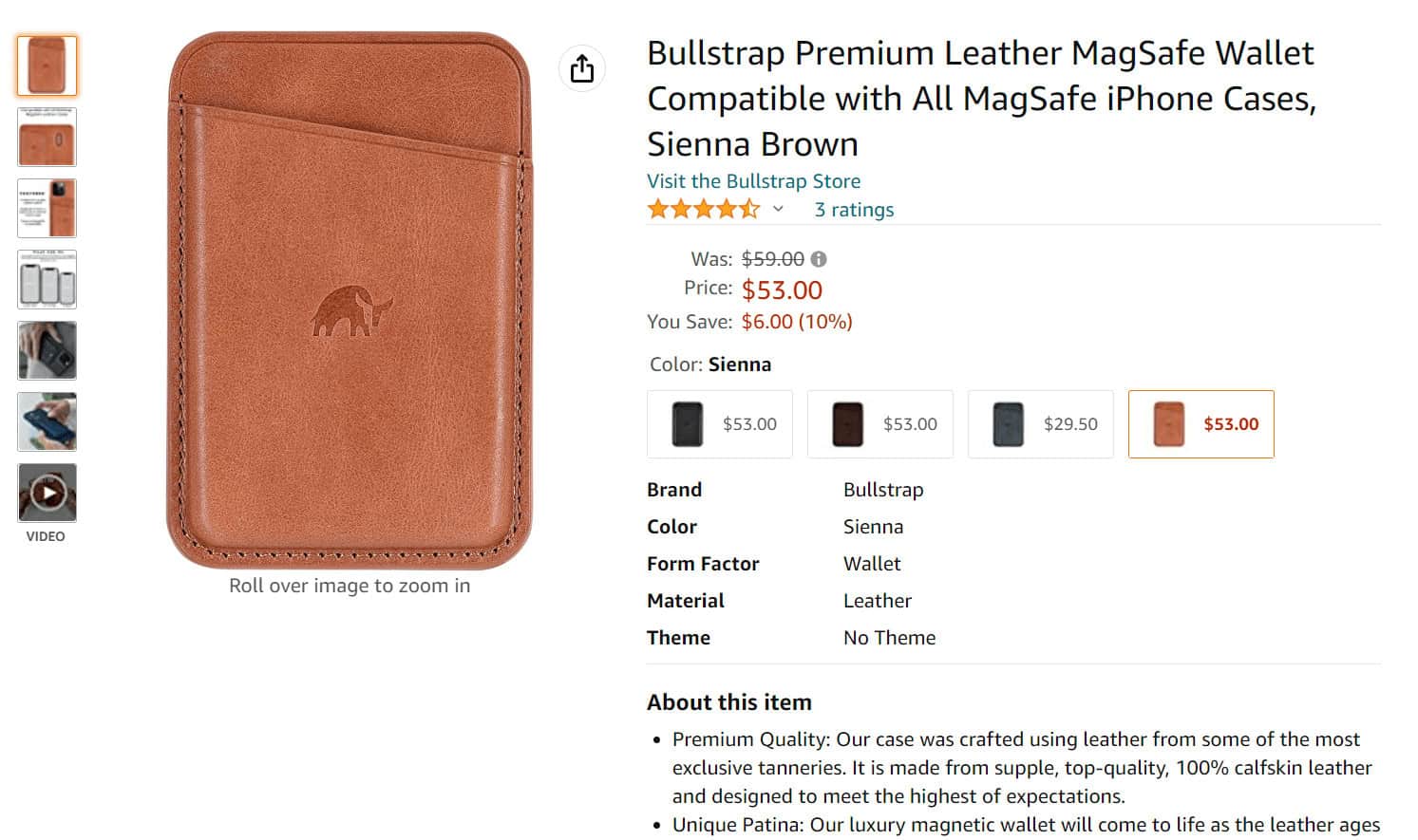 bullstrap premium leather magsafe wallet