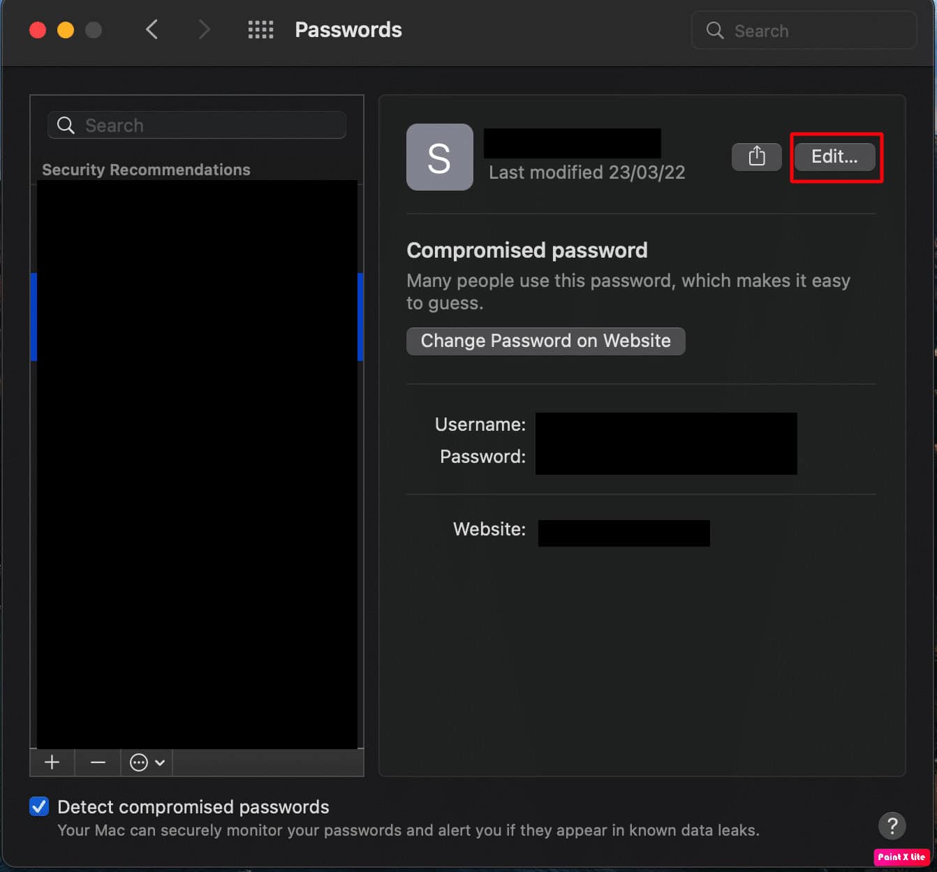 choose edit option
